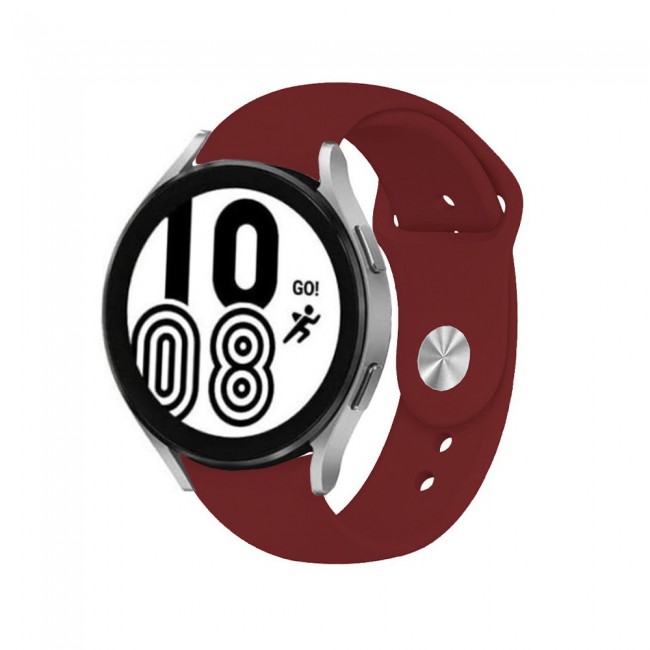 20mm Soft Silicone Band for Samsung Galaxy Watch 4 and 4 Classic 40-44mm 42-46mm Henlein Series by Margoun - Dark Red