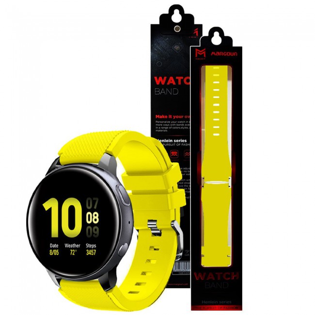 20mm Textured Silicone Band for Samsung Galaxy Watch 4 40mm 44mm Henlein Series by Margoun - Yellow