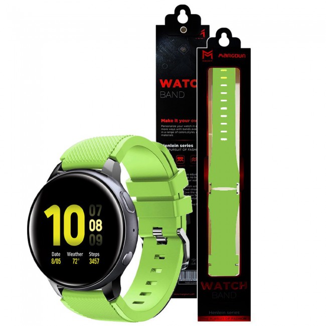 20mm Textured Silicone Watch Band for Samsung Galaxy Watch 4 and 4 Classic 40-44mm 42-46mm Henlein Series by Margoun - Green