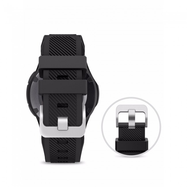 20mm Textured Silicone Watch Band for Samsung Galaxy Watch 4 and 4 Classic 40-44mm 42-46mm Henlein Series by Margoun - Black