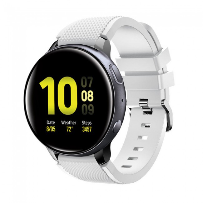 20mm Textured Silicone Band for Samsung Galaxy Watch 4 and 4 Classic 40-44mm 42-46mm Henlein Series by Margoun - White