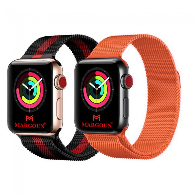 2Pack Apple Watch Band 42-44-45mm Milanese Loop Strap By Margoun M01-M10