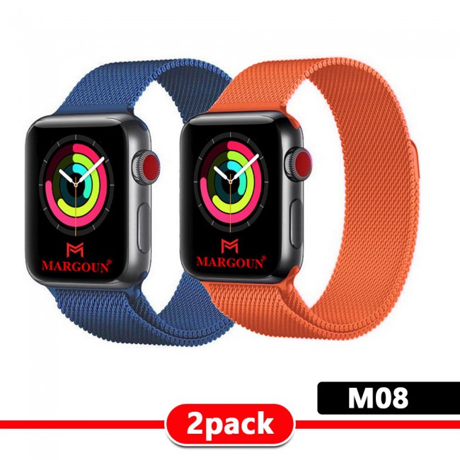2Pack Apple Watch Band 42-44-45mm Milanese Loop Strap By Margoun M01-M10