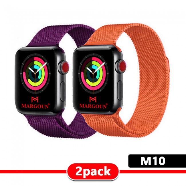 2Pack Apple Watch Band 42-44-45mm Milanese Loop Strap By Margoun M01-M10