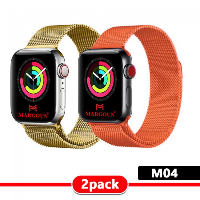 2Pack Apple Watch Band 42-44-45mm Milanese Loop Strap By Margoun M01-M10