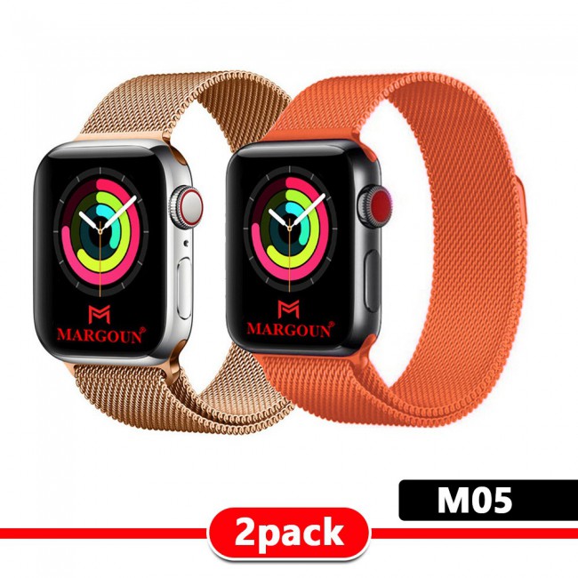 2Pack Apple Watch Band 42-44-45mm Milanese Loop Strap By Margoun M01-M10