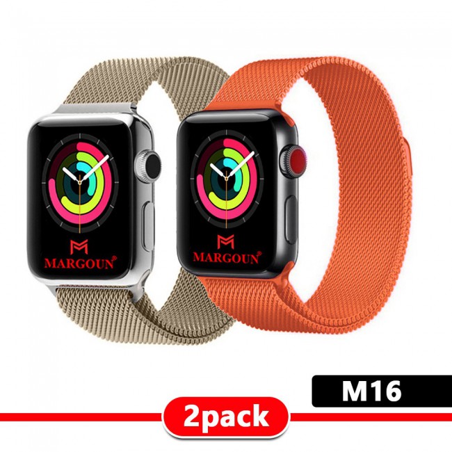 2Pack Apple Watch Band 42-44-45mm Milanese Loop Strap By Margoun M11-M20