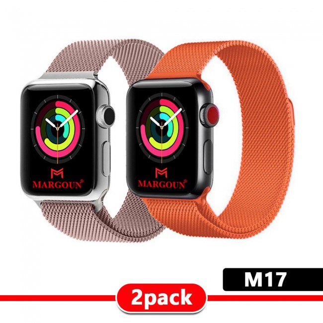 2Pack Apple Watch Band 42-44-45mm Milanese Loop Strap By Margoun M11-M20