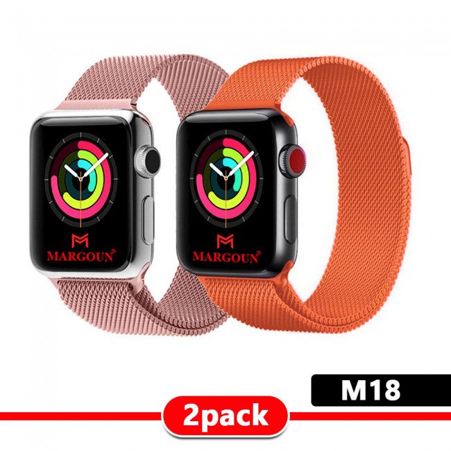 2Pack Apple Watch Band 42-44-45mm Milanese Loop Strap By Margoun M11-M20