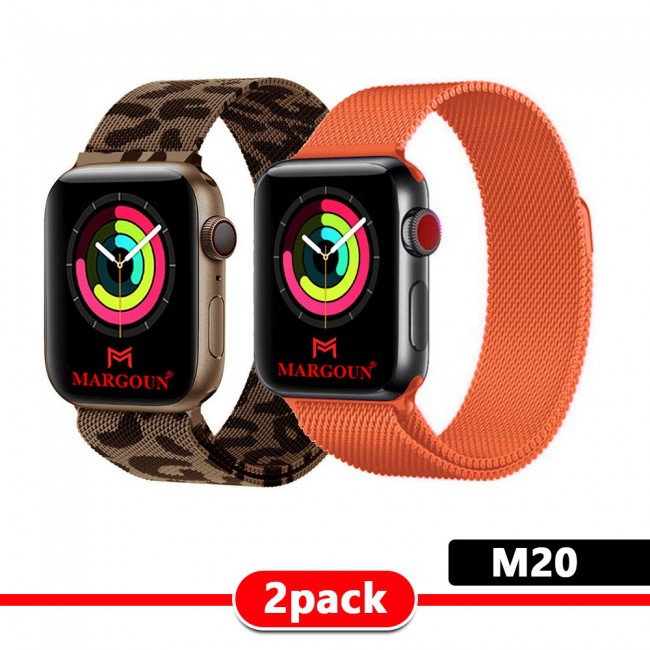 2Pack Apple Watch Band 42-44-45mm Milanese Loop Strap By Margoun M11-M20