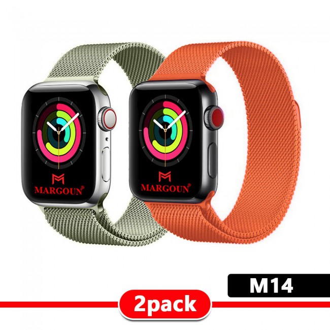 2Pack Apple Watch Band 42-44-45mm Milanese Loop Strap By Margoun M11-M20
