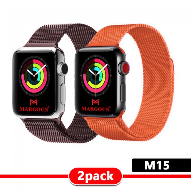 2Pack Apple Watch Band 42-44-45mm Milanese Loop Strap By Margoun M11-M20