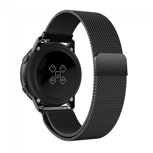2Pack 20mm Samsung Galaxy Watch Active and Active 2 Milanese Band 40 - 44mm Henlein Series by Margoun - Black
