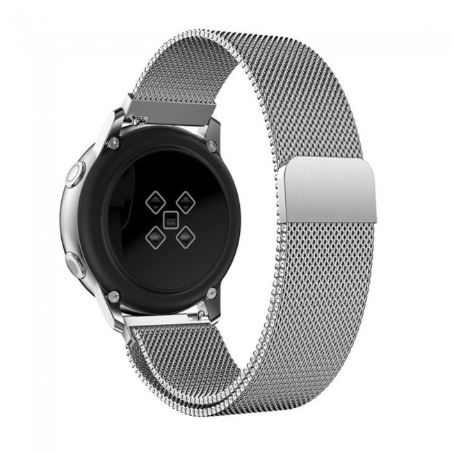 2Pack 20mm Samsung Galaxy Watch Active and Active 2 Milanese Band 40 - 44mm Henlein Series by Margoun - Silver Black