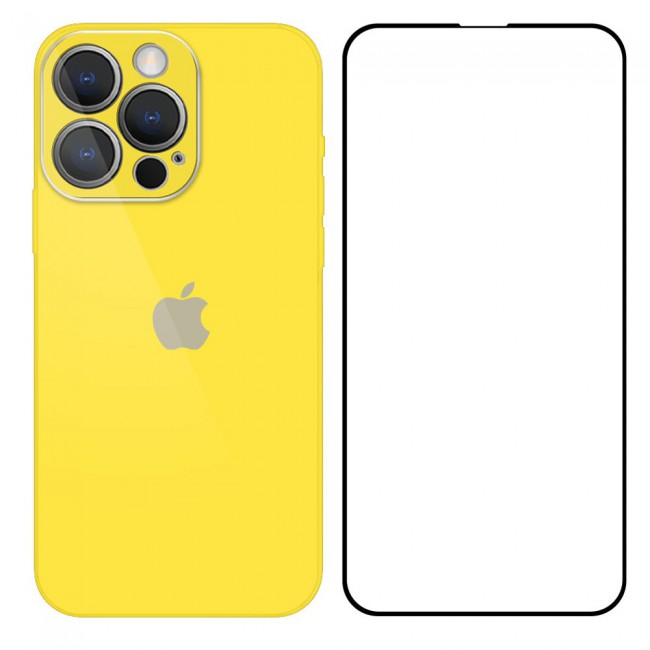 2Pack Margoun Glossy Hard Case Cover with 3D Screen Protector for iPhone 13 Pro - Yellow