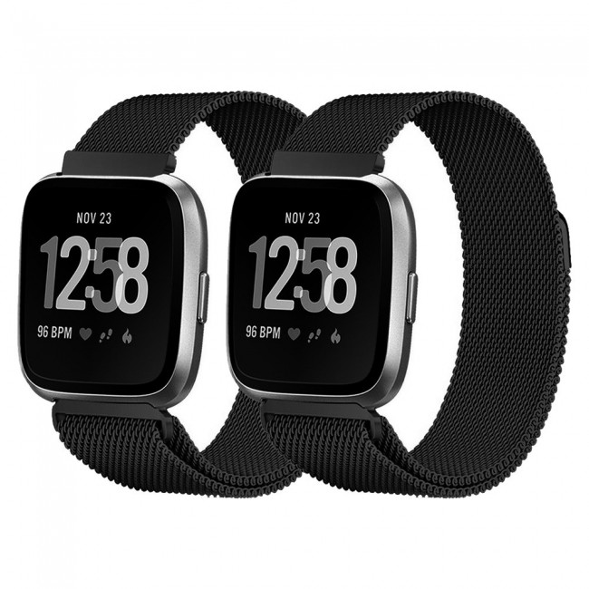 2Pack Milanese Band for Fitbit Versa 3 and Fitbit Sense with Magnet Lock Henlein Series by Margoun - Rose Gold Black