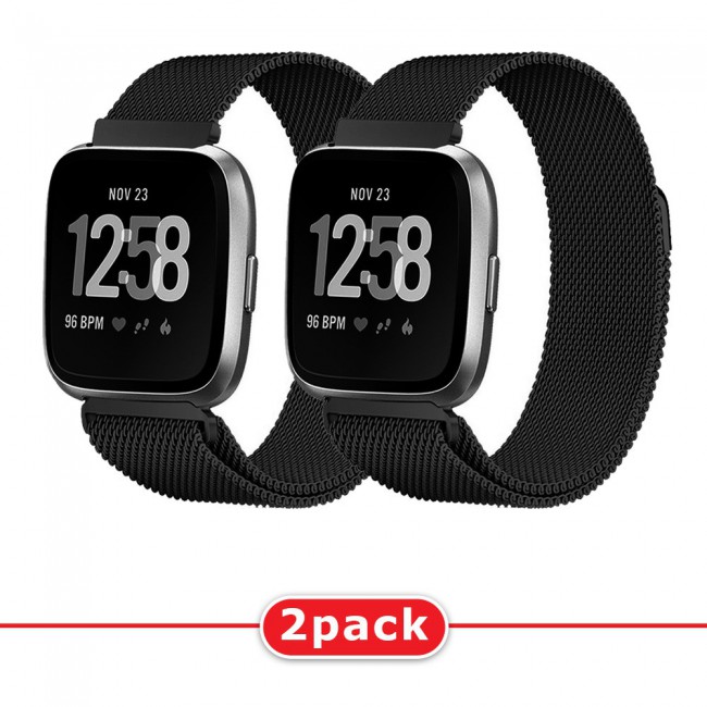 2Pack Milanese Band for Fitbit Versa 3 and Fitbit Sense with Magnet Lock Henlein Series by Margoun - Rose Gold Black