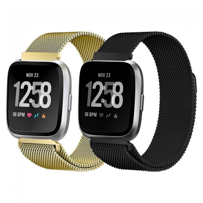 2Pack Milanese Band for Fitbit Versa 3 and Fitbit Sense with Magnet Lock Henlein Series by Margoun - Black Gold