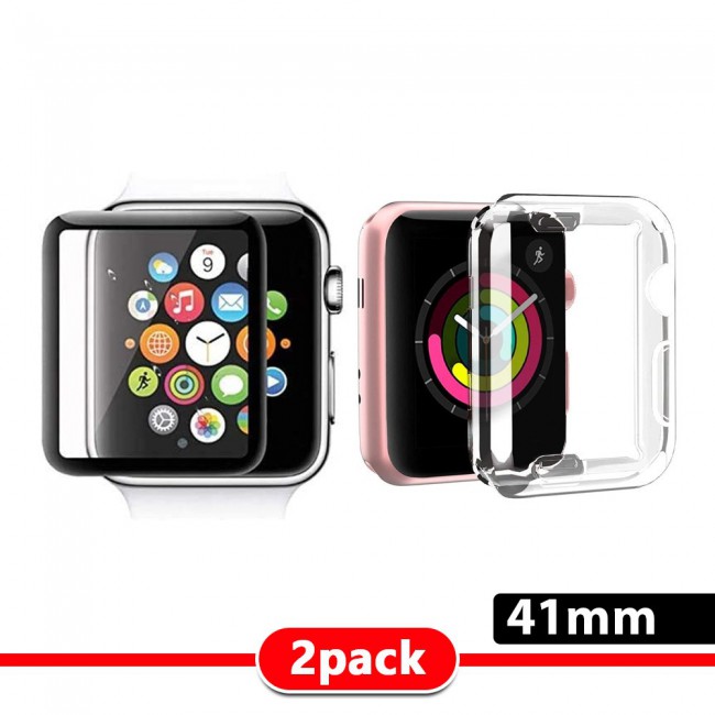 2Pack Margoun Protective TPU Case Cover and 3D Screen Protector for Apple Watch 41mm