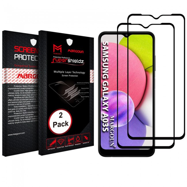 2Pack Samsung Galaxy A03s Glass 3D Tempered Screen Protector Super Shieldz by Margoun