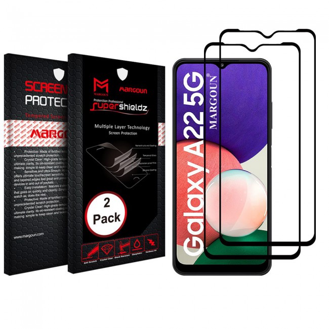 2Pack Samsung Galaxy A22 5G Glass 3D Tempered Screen Protector Super Shieldz by Margoun