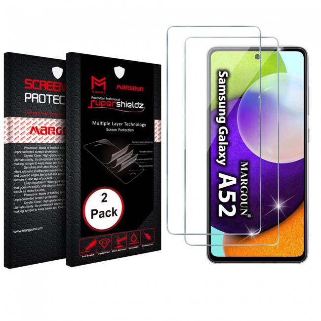 2Pack Samsung Galaxy A52 A52 5G Tempered Screen Protector Super Shieldz by Margoun - Clear