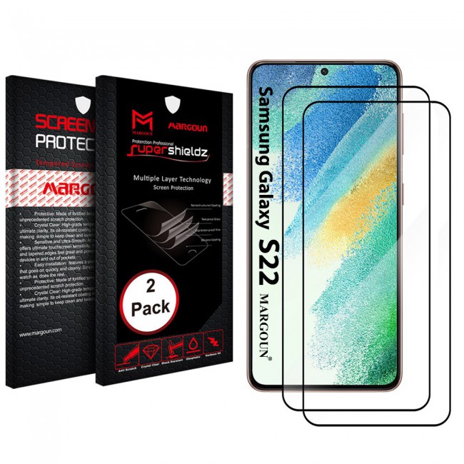 2Pack Samsung Galaxy S22 Glass 3D Tempered Screen Protector Super Shieldz by Margoun