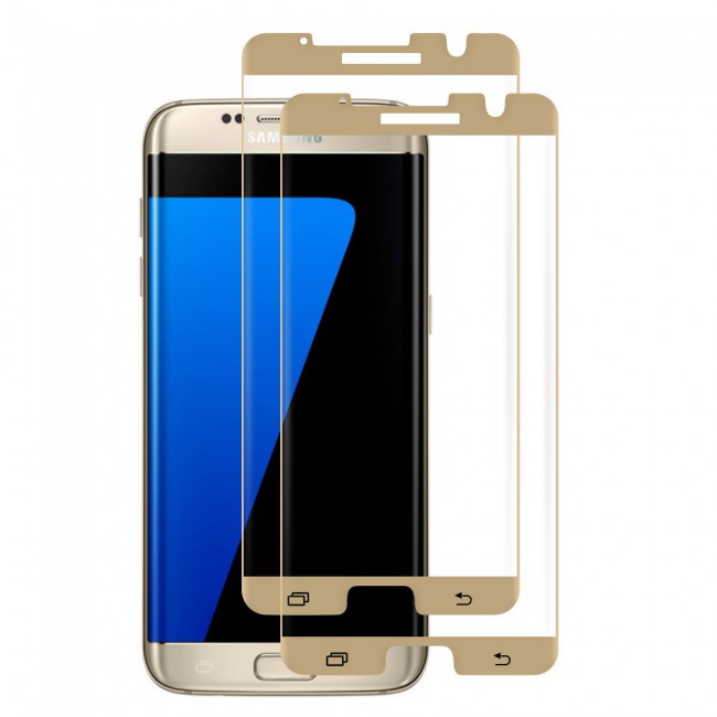 2Pack Samsung Galaxy S7 Edge 3D Screen Protector by Margoun - Gold Frame