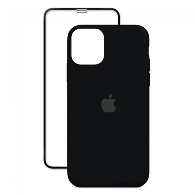 2Pack Margoun Silicone Case Cover with 3D Screen Protector for iPhone 12 - Black