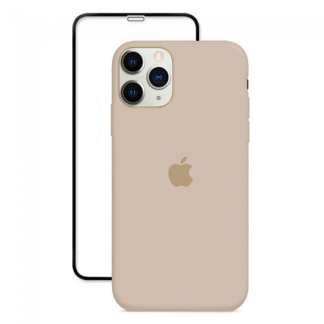 2Pack Margoun Silicone Case Cover with 3D Screen Protector for iPhone 12 Pro Max - Pink Sand