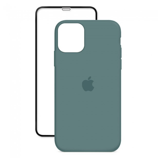 2Pack Margoun Silicone Case Cover with 3D Screen Protector for iPhone 12 - Cactus Blue