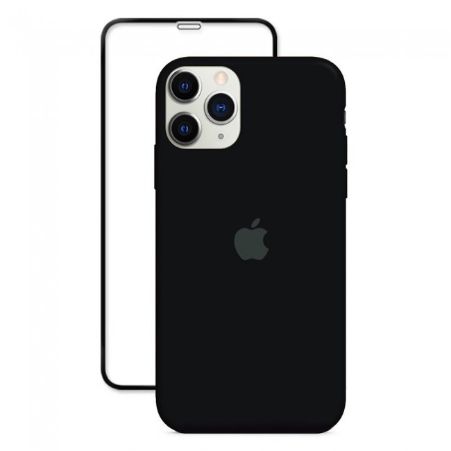 2Pack Margoun Silicone Case Cover with 3D Screen Protector for iPhone 12 Pro Max - Black
