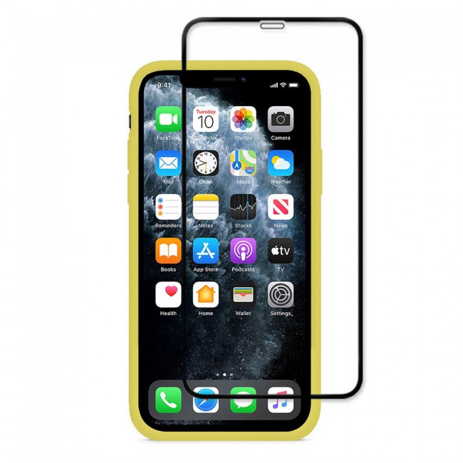 2Pack Margoun Silicone Case Cover with 3D Screen Protector for iPhone 12 Pro Max - Yellow