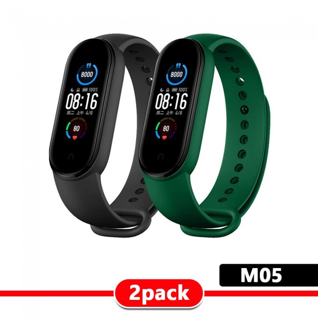 2Pack Xiaomi Mi Band 5 and Mi Band 6 Replacement Silicone Band - Multi Colors