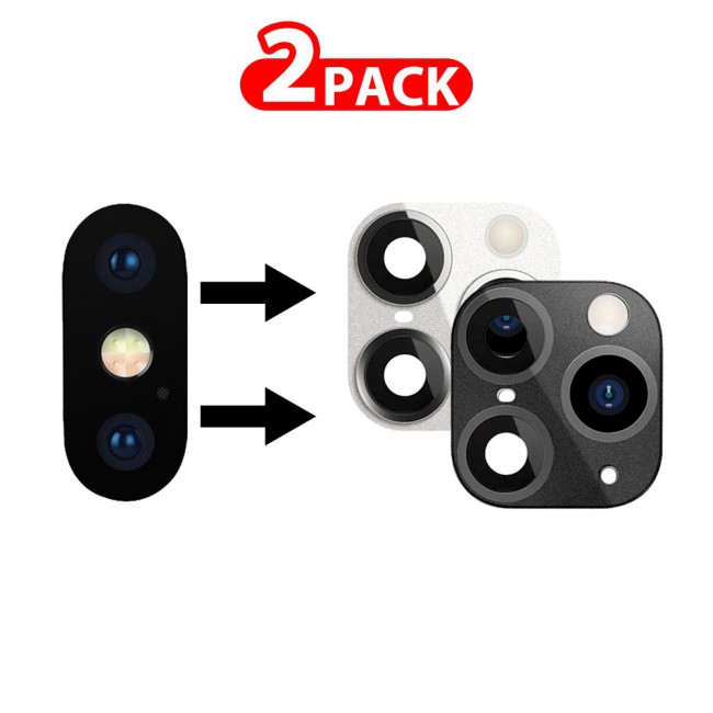 MARGOUN 2 Pack For iPhone X XS Duplicate Camera Lens Camera Upgrade Protective Lens Change iPhone X XS to 11 Pro 11 Pro Max Black White