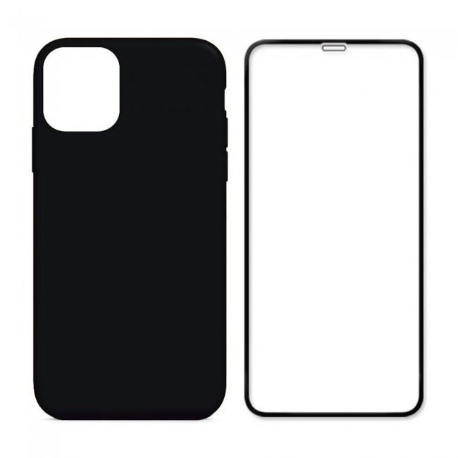Margoun 2Pack Apple iPhone 12 Pro Max Silicone Case Cover and 3D Screen Protector - Black