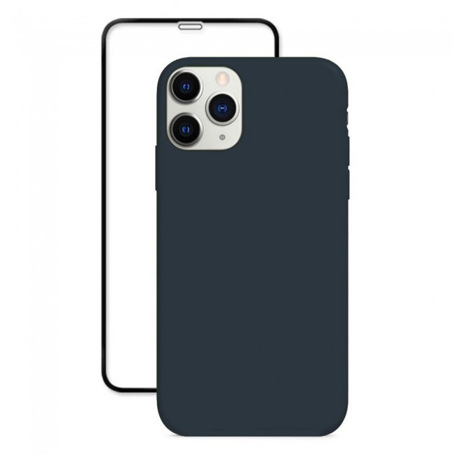 Margoun 2Pack Apple iPhone 12 Pro Max Silicone Case Cover and 3D Screen Protector - Dark Blue