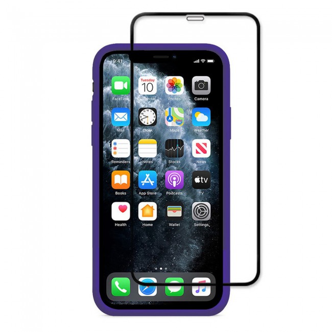 Margoun 2Pack Apple iPhone 12 Pro Max Silicone Case Cover and 3D Screen Protector - Purple