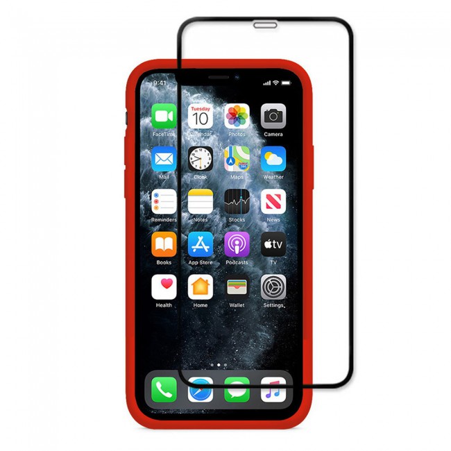 Margoun 2Pack Apple iPhone 12 Pro Max Silicone Case Cover and 3D Screen Protector - Red
