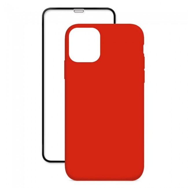 Margoun 2Pack Apple iPhone 12 Pro Max Silicone Case Cover and 3D Screen Protector - Red
