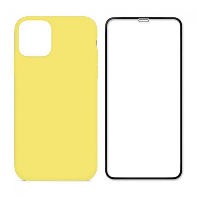 Margoun 2Pack Apple iPhone 12 Pro Max Silicone Case Cover and 3D Screen Protector - Yellow