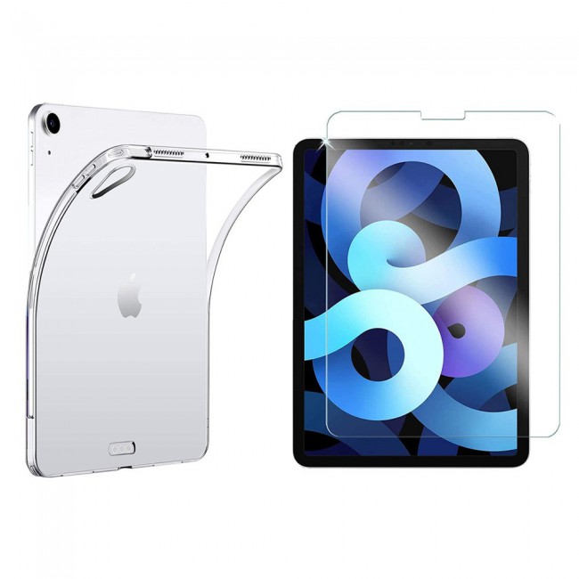 2-Pack Apple iPad Air 4 10.9-inch Back Cover and Tempered Glass Screen Protector  - Clear