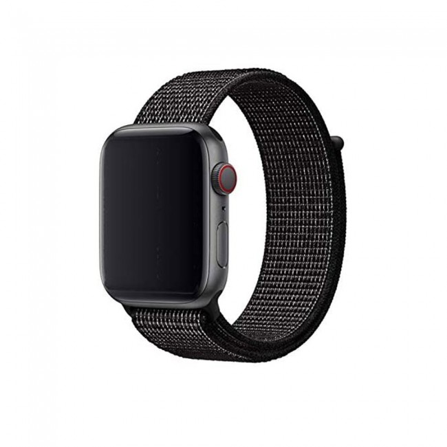 Apple Watch Band 42-44-45mm Fine Woven Nylon Sport Strap Henlein Series by Margoun - 2-Pack Black and Red