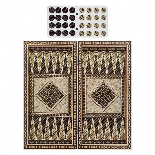 MARGOUN Handmade Chess Board and Backgammon Decorative Chess Gift Wooden Backgammon Set Khatam Chess /Brown