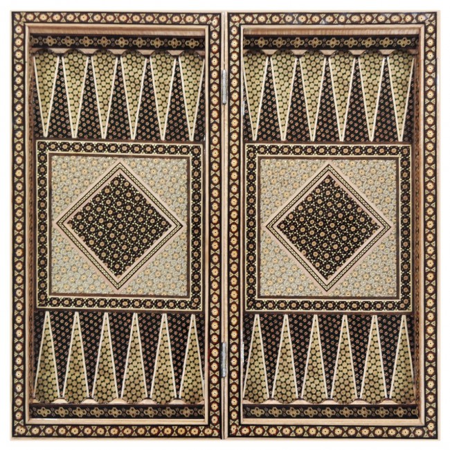 MARGOUN Handmade Chess Board and Backgammon Decorative Chess Gift Wooden Backgammon Set Khatam Chess /Brown