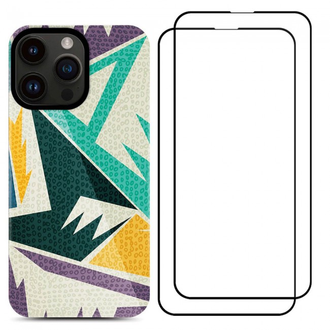 MARGOUN 3 Packs For iPhone 14 Pro Max Case and Screen Protectors Flower Graphic Hd Patterned Cover -B2
