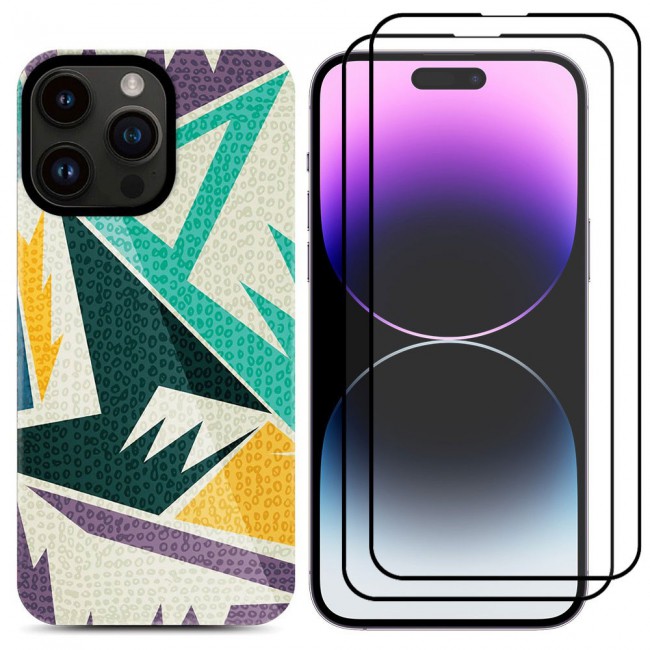 MARGOUN 3 Packs For iPhone 14 Pro Max Case and Screen Protectors Flower Graphic Hd Patterned Cover -B2