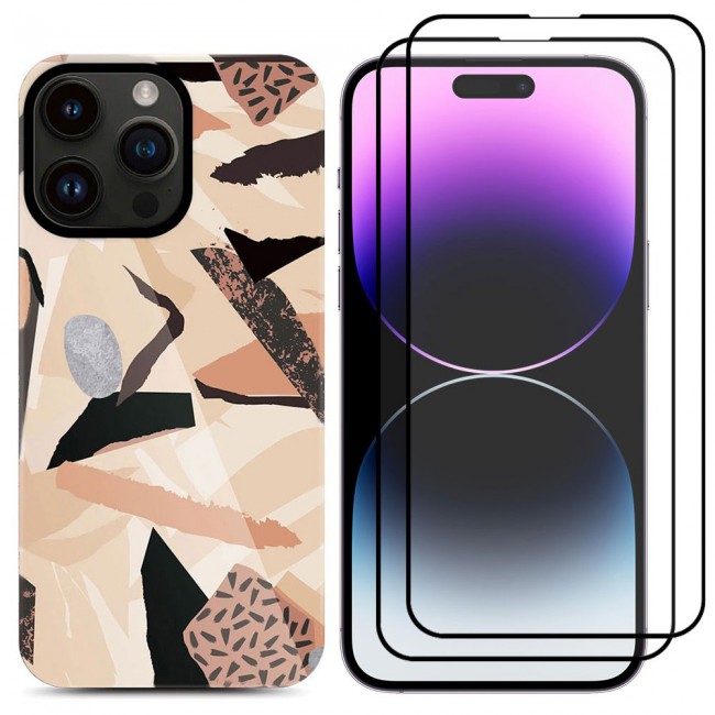 MARGOUN 3 Packs For iPhone 14 Pro Max Case and Screen Protectors Flower Graphic Hd Patterned Cover -B3