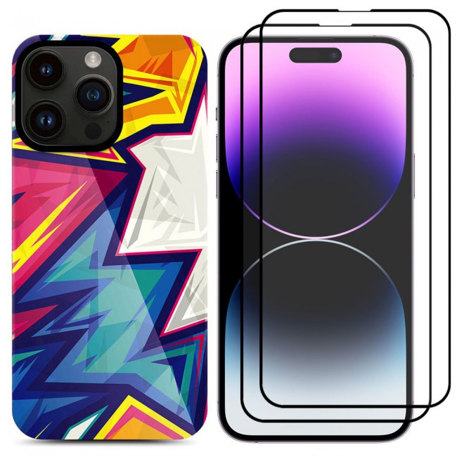 MARGOUN 3 Packs For iPhone 14 Pro Max Case and Screen Protectors Flower Graphic Hd Patterned Cover -B4