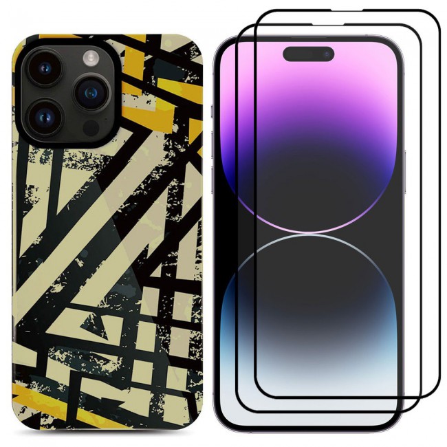 MARGOUN 3 Packs For iPhone 14 Pro Max Case and Screen Protectors Flower Graphic Hd Patterned Cover -B5